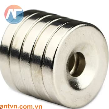 Nam châm Neodymium tròn lỗ vát chìm D40x5x6mm N35