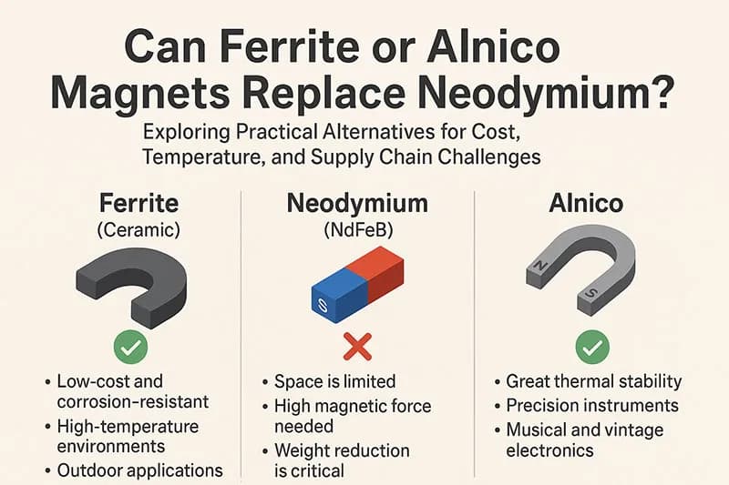 Ảnh đại diện bài viết Liệu nam châm Ferrit hay Alnico có thể thay thế được Neodymium?