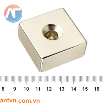 Nam châm Neodymium vuông lỗ vát chìm 40x40x20mm N35