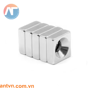 Nam châm Neodymium vuông lỗ vát chìm 12x12x5mm N35