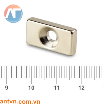 Nam châm Neodymium chữ nhật lỗ vát chìm 20x10x4mm N35