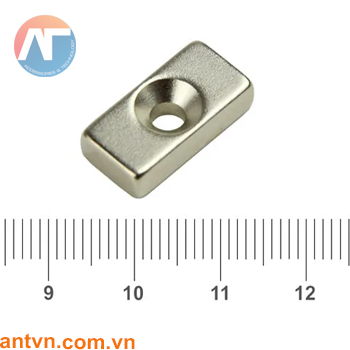 Nam châm Neodymium chữ nhật lỗ vát chìm 20x10x6mm N35