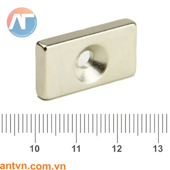 Nam châm Neodymium chữ nhật lỗ vát chìm 30x10x4mm N35